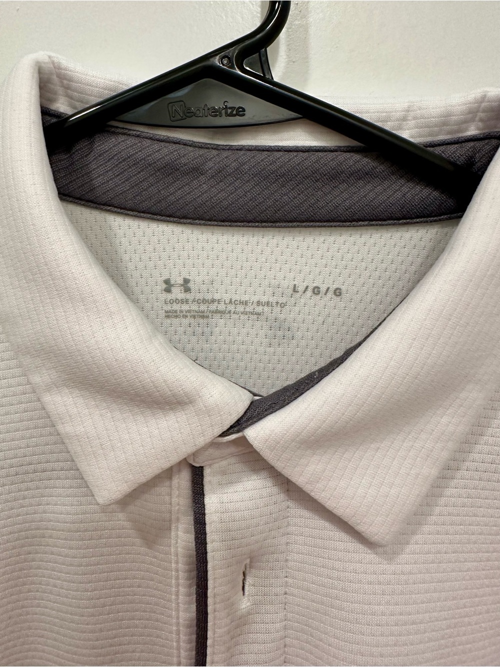 Under Armour White Men's Polo with Black Logo - Picture 3 of 3